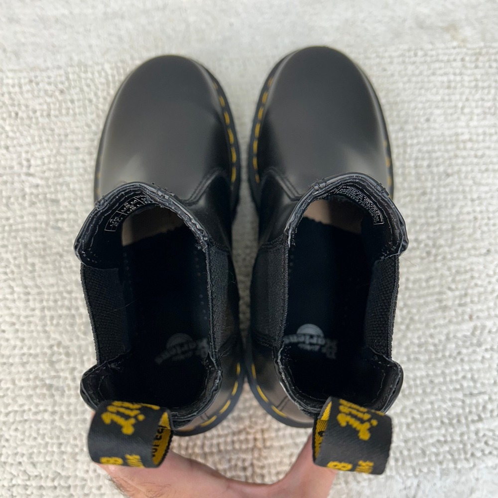 Dr Martens 2976 Quad Boots Women 6 Chelsea Leather Platform Combat Black Slip On - Picture 6 of 9